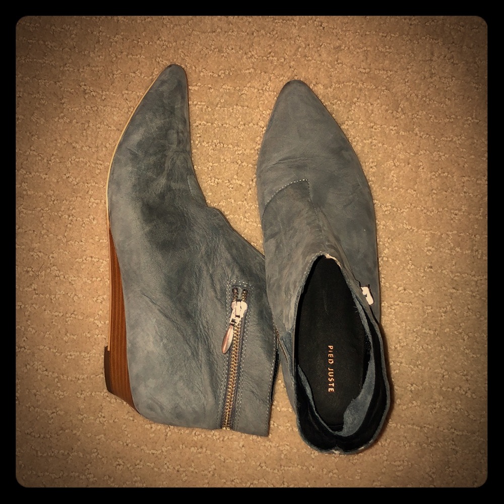 Distressed leather booties